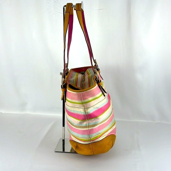 Coach Hampton Pastel Multicolor Stripe Shoulder Bag Purse No. M05S-5175 - Picture 2 of 16